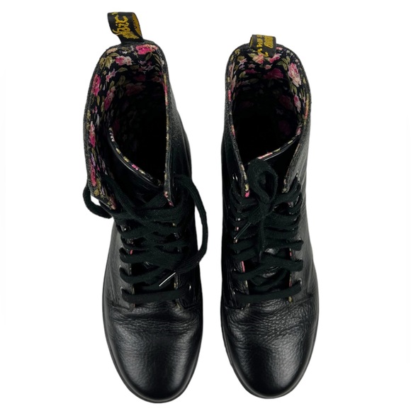 Dr. Doc Martens Boots Womens 8 Stratford Black Leather Shoes Floral Lined - Picture 8 of 12